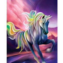 Алмазная мозаика с полным заполнением на холсте «Единорог», 40×50 см