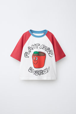 CAMISETA MANGA RANGL?N ESTAMPADO / Rojo