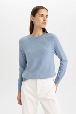 Свитер обычного кроя с круглым вырезом - Defacto фото 7