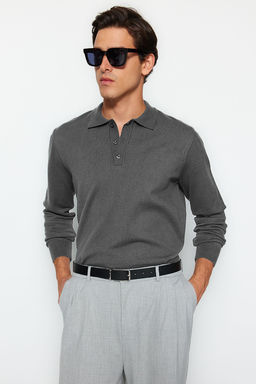 Antrasit Regular Polo Yaka Duz Kazak TMNAW24KZ00067
