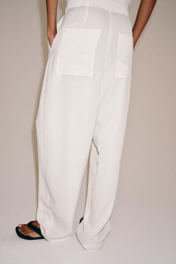 PANTAL?N FLUIDO PINZAS ZW COLLECTION / Blanco roto - Zara фото 6