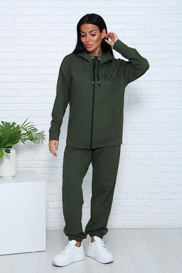 Костюм с брюками, футер с лайкрой 2-х нитка (00907, хаки)