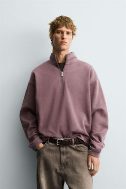 WASHED QUARTER-ZIP SWEATSHIRT - Zara фото 2