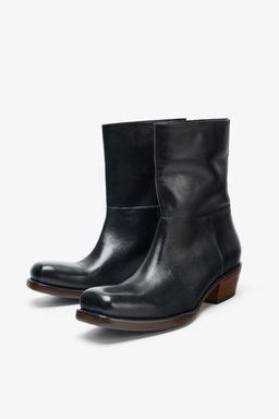 LEATHER COWBOY ANKLE BOOTS - Zara фото 5
