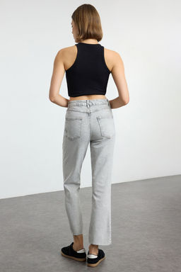 Gri Pacas? Kesikli Yuksek Bel Straight Jeans TWOAW25JE00175 - Trendyolmilla фото 5