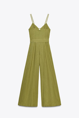 WIDE-LEG STRAPPY LINEN BLEND JUMPSUIT - Zara фото 17