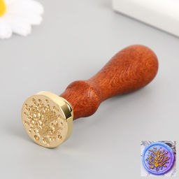 Печать для сургуча с деревянной ручкой «Рыбки и кораллы», 9×2.5×2.5 см