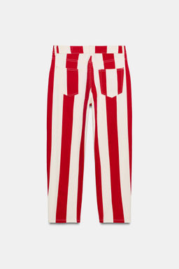 JEANS ZW COLLECTION TAPERED TIRO MEDIO RAYAS / Raya Roja - Zara фото 7