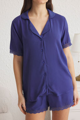 Trendyolmilla Siyah Dantelli Viskon Sortlu Dokuma Pijama Tak?m? THMSS24PT00181  фото 16