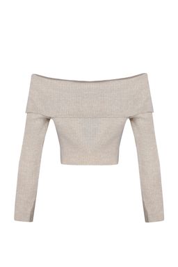 Tas Super Crop Carmen Yaka Triko Kazak TWOAW22KZ1897 - Trendyolmilla фото 6