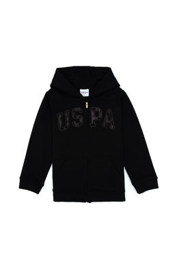 K_z _ocuk Siyah Payet __lemeli Kap__onlu Basic Sweatshirt Sepette S_rpriz _ndirim