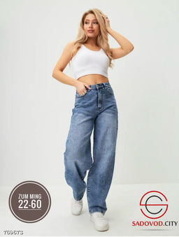 Джинсы багги широкие женские