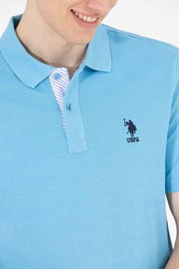 Мужская бирюзовая футболка с воротником поло Basic - U.s. polo assn фото 7