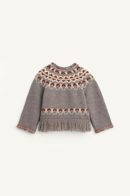 LIMITED EDITION WOOL FRINGED PONCHO JUMPER - Zara фото 6