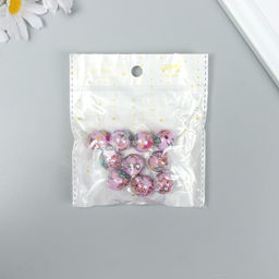 Цена за 10 шт. Бусины для творчества акрил Цветочки на розовом, 1.6?1.6?1.6 см, МИКС