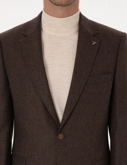 Kahverengi Slim Fit Y_n Ka_mir Kar___ml_ Ceket - Cacharel фото 7