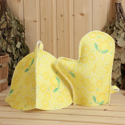 Набор банный принтованный Лимончик (шапка+рукавица+коврик) - Simaland фото 3