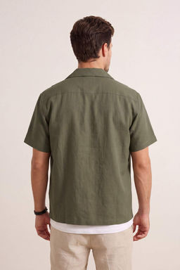 Haki Genis Kal?p/Oversize Gabardin Apas Yaka Erkek Dokuma Gomlek TMNSS26GO00034 - Trendyolmilla фото 3