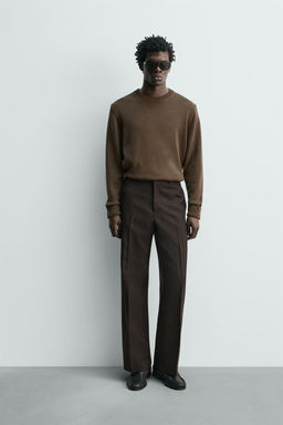 PANTAL?N FLARE FIT 100% LANA / Chocolate