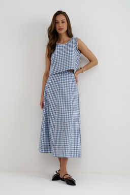 Топ T25_03_Blue Checkers/Голубой, белый