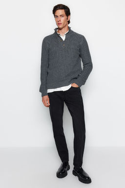 TRENDYOL MAN Ekru Unisex Regular Fit Yunlu Yar?m Bal?kc? Dugmeli Triko Kazak TMNAW22KZ0327 - Trendyolmilla фото 2