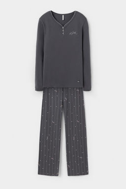 Е 20179/серый,полоски и сердечки пижама жен - Very neat фото 2