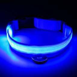 Ошейник с подсветкой, зарядка от USB, размер L, ОШ 41-52 см, 3 режима, голубой - Пижон фото 7