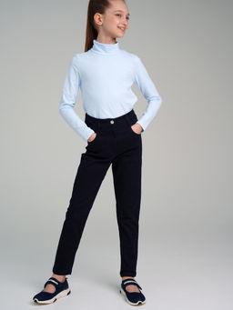 22327126 Брюки текстильные для девочек (regular fit), Темно-синий