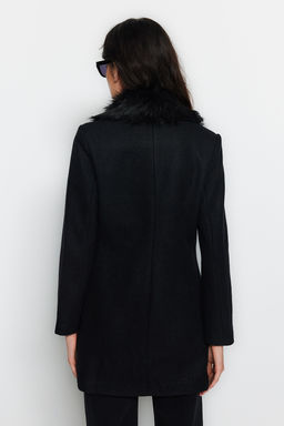 Trendyolmilla Siyah Premium Kurk Yaka Detayl? Gold Dugmeli Kase Kaban TWOAW24KB00100  фото 5