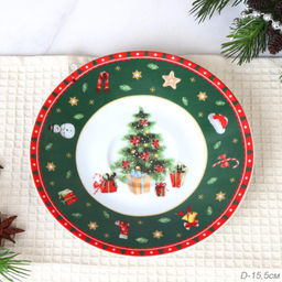 Блюдце 15,5 см / LY-2501 /уп 72/ Новогодняя