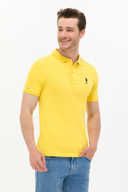 Мужская темно-желтая базовая футболка с воротником поло - U.s. polo assn фото 16