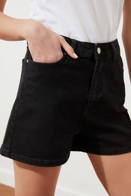 Siyah More Sustainable Yuksek Bel City Boy Denim Sort TWOSS20SR0210