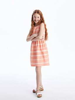 Bisiklet Yaka Batik Desenli K?z ?ocuk Elbise