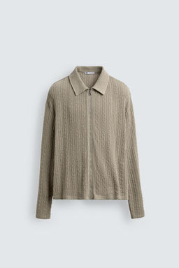TEXTURED CABLE-KNIT JACKET WITH ZIP - Zara фото 6