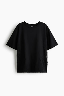 Camiseta de algod?n con inserciones de encaje - H&m фото 2