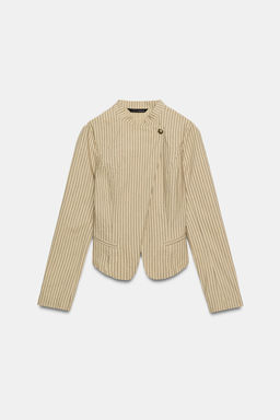 BLAZER RAYAS CIERRE CRUZADO / Tostado oscuro - Zara фото 3