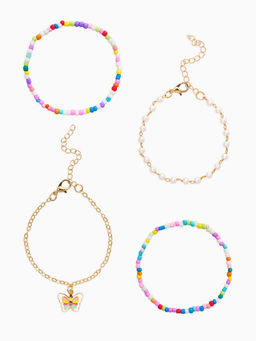 Цена за 2 шт. Набор детских браслетов 4 шт. «Выбражулька. Тренд. Бабочка и бисер», d=7 см, разноцветные