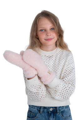 Варежки детские меховые ваниль - Woollamb фото 21