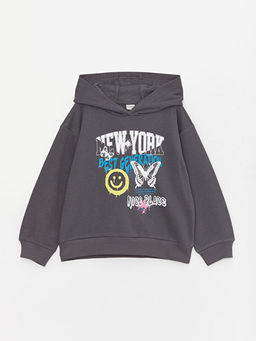 Bask?l? Uzun Kollu K?z ?ocuk Hoodie ve E?ofman Alt? - Waikiki фото 2
