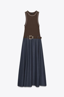 CONTRAST MIDI DRESS WITH BELT - Zara фото 8