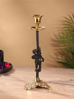 Подсвечник на 1 свечу Купидон, латунь, чёрный с золотом, 8.5?8.5?23.5 см