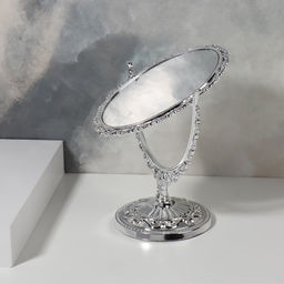Зеркало декоративное, с увеличением х2, двустороннее, 13×20 см, (9×12 см), цвет серебряный