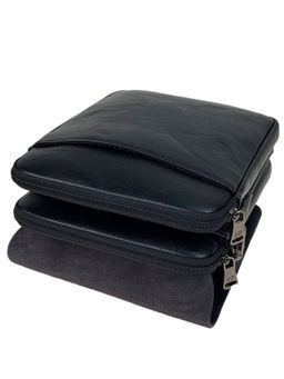 Мужская сумка планшет из натуральной кожи цвет черный - Greta фото 2