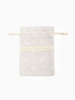 Цена за 50 шт. Мешочек подарочный Ромашка, лён, 10?13.5 см, цвет кремовый