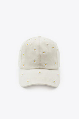 TWILL CAP WITH FLORAL EMBROIDERY