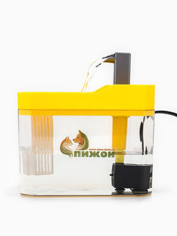 Фонтан для кошек и собак «Пижон», 1.5 л, 16.5×11.5×12 см, евророзетка, жёлтый