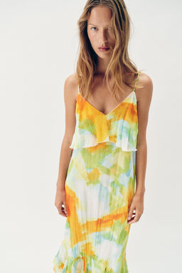VESTIDO MIDI ESTAMPADO VOLANTES / TYEAMARILLO - Zara фото 2