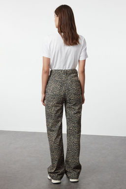 Cok Renkli Leopar Bask?l? Kahverengi Yuksek Bel Wide Leg Jeans TWOSS24JE00286 - Trendyolmilla фото 5