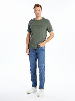 Bisiklet Yaka K?sa Kollu Bask?l? Penye Erkek Ti??rt