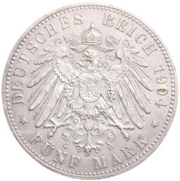 5 марок 1904 года Германия (Мекленбург-Шверин) Свадьба Герцога Фридриха Франца IV